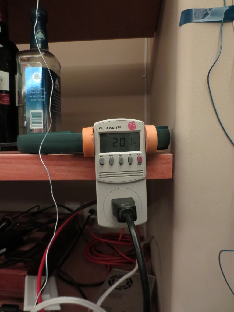 Measuring the power consumption.  At full brightness on all lights, it pulls the expected 320W